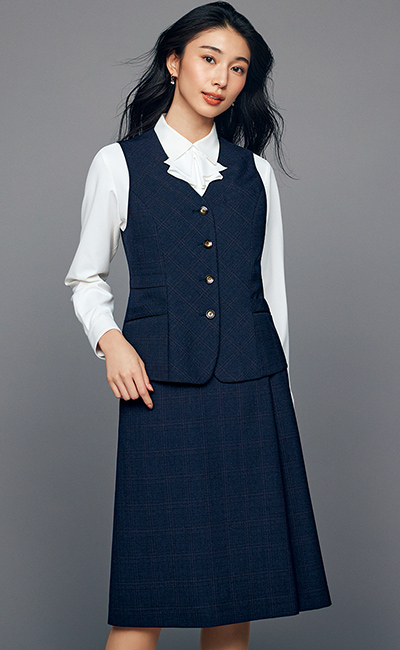 事務服　制服　チェック柄　ベスト　スカート　７号　送料込み